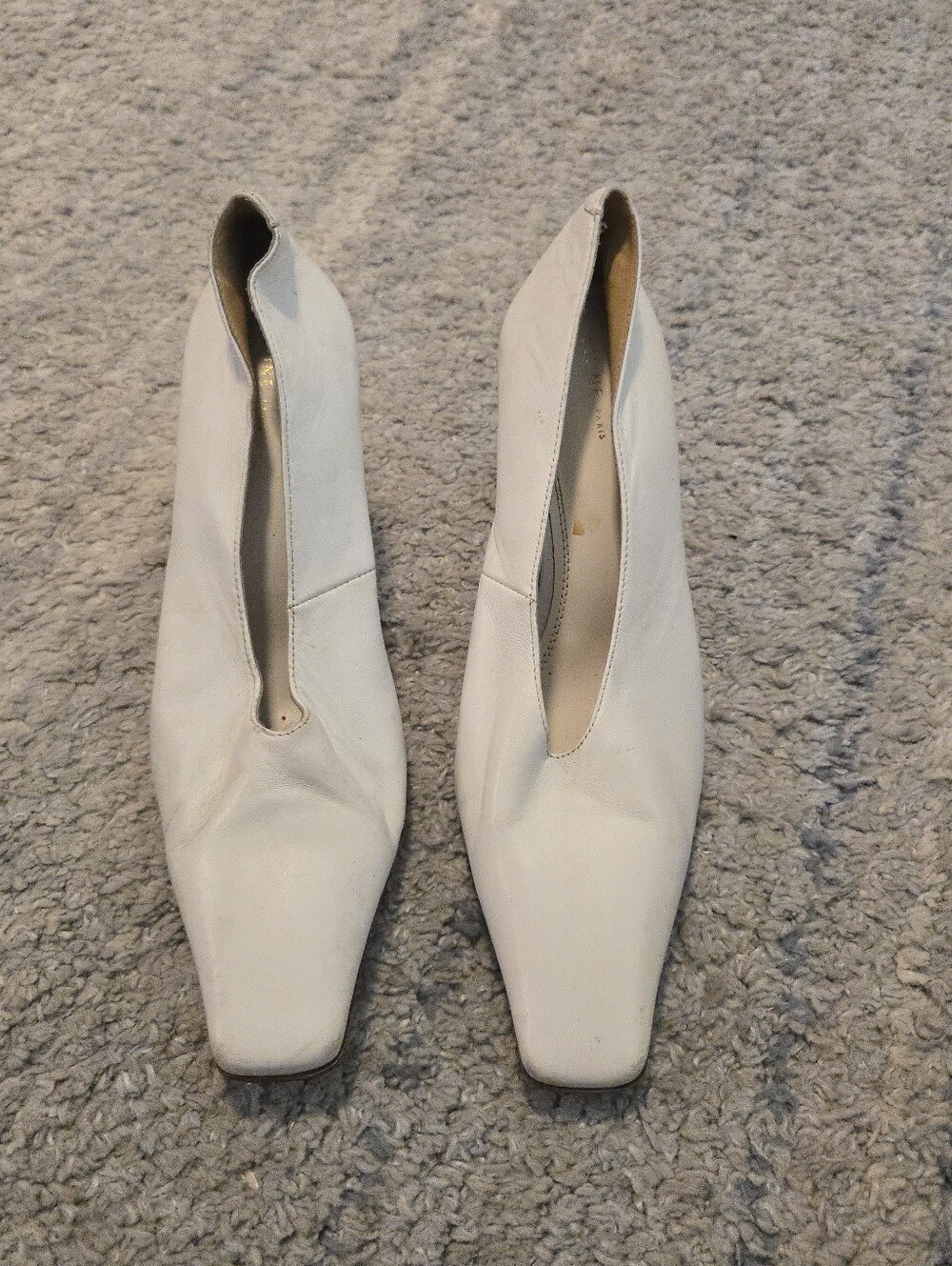 CELINE Paris White Leather Glove Pumps Heels Square Toe Made in Italy 38
